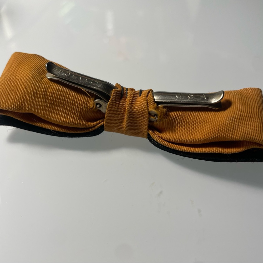 Vintage Gold and Black clip on bow Tie - Picture 4 of 6